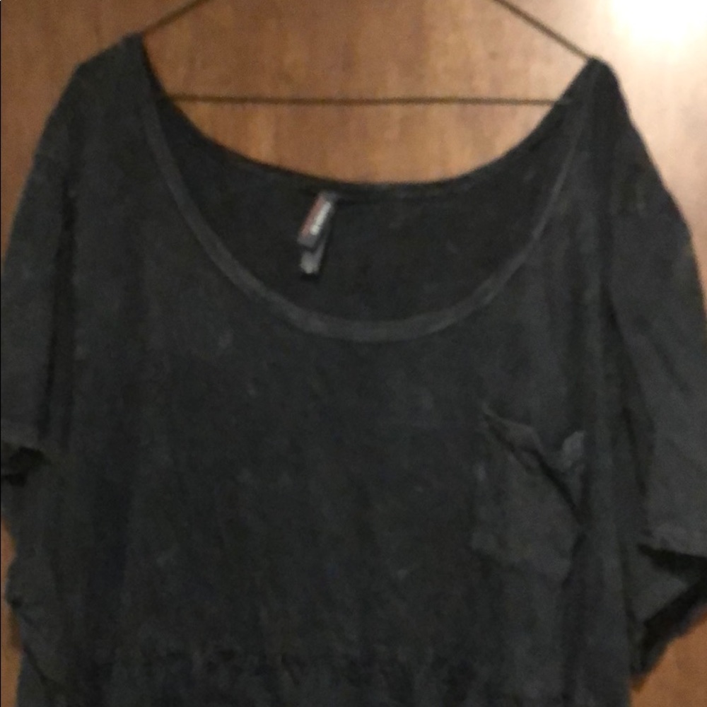 Torrid Size 5 black acid wash peplum top